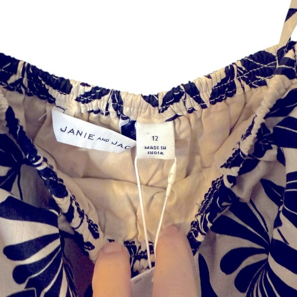 NWT Jamie And Jack Palm Floral Tan Black Romper Sz 12 ResortWear Summer Vacation - Picture 6 of 8